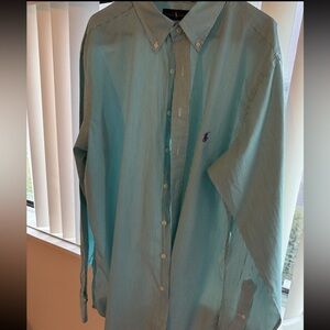 Men’s polo Ralph Lauren green striped button down oxford xlt great condition